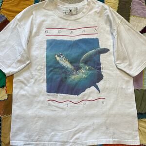 Vintage Ocean Life Sea Turtle Graphic Shirt XL